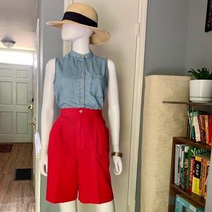 Vintage Ruby Red High Waist Shorts